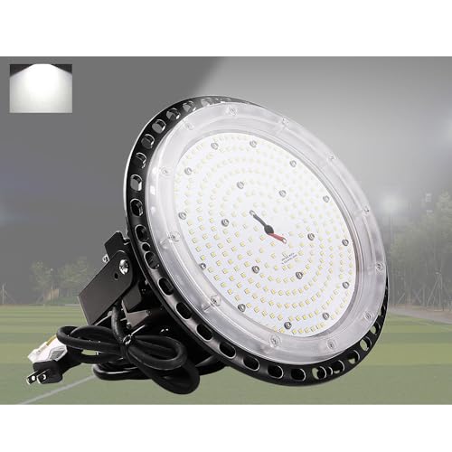 UFO型LED高天井灯 150W LED高天井照明 150W LED ハイベイライト 高天井用照明器具 吊り下げ型 水銀灯からLEDへ交換 LED投光器 屋外用 防水 工場用LED照明器具 高輝度30000LM 1500W水銀灯相当 LED作業灯 ワークライト 天井灯 屋外 IP65防塵防水 屋内屋外兼用 掲示板 体育館 駐車場 展覧会 倉庫 車庫 高天井用 (昼白色5000K)